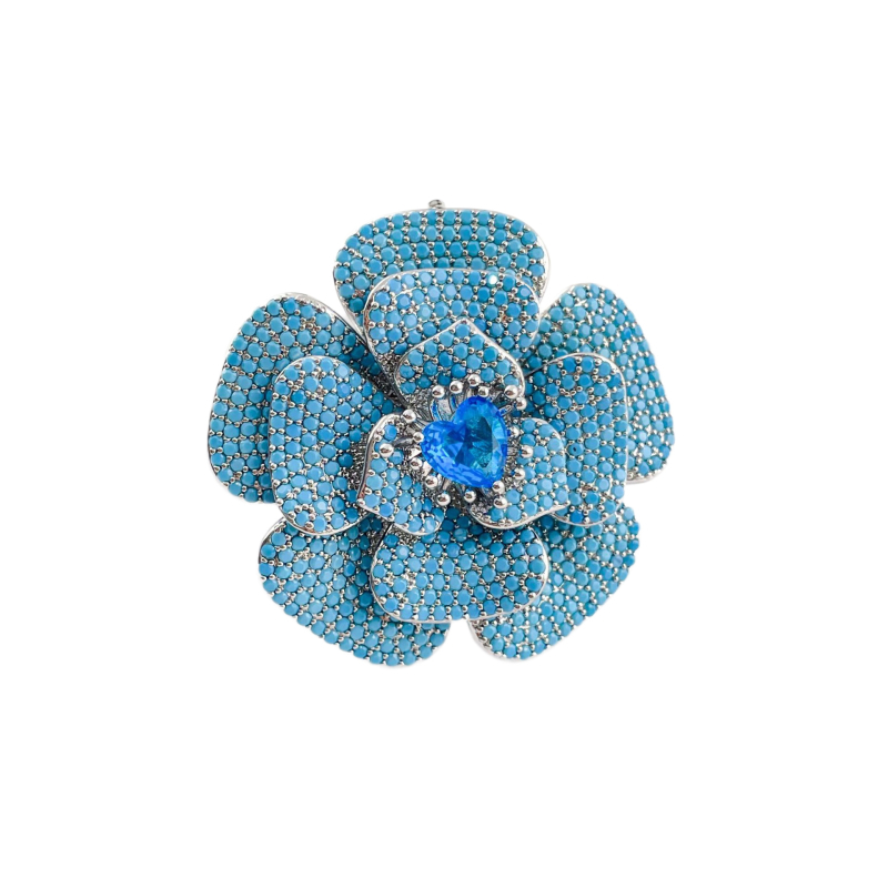 Broșă din cupru cu camelia Huili, electroplacare, accesoriu floral versatil