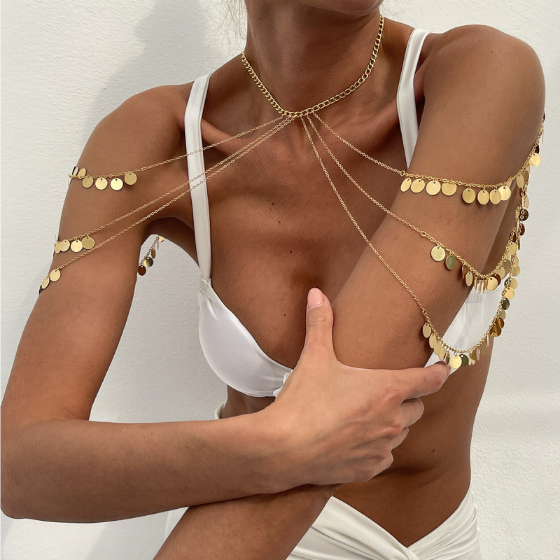 Női válllánc – fém körtés lánc, geometriai forma, elektroplatizálás; Anyag: lánc; Stílus: női; Év/Szezon: 2025 tavasz