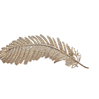 Broșă cu pene, corp din cupru, placare electrolitică, stil feminin, dulce