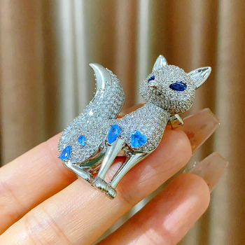 Broșă vulpe în stil palat, cupru, motiv animal, electroplacare