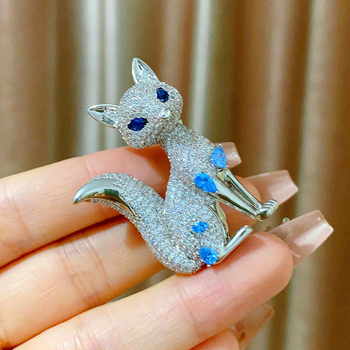 Broșă vulpe în stil palat, cupru, motiv animal, electroplacare