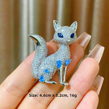 Broșă vulpe în stil palat, cupru, motiv animal, electroplacare