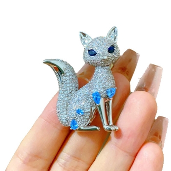 Broșă vulpe în stil palat, cupru, motiv animal, electroplacare