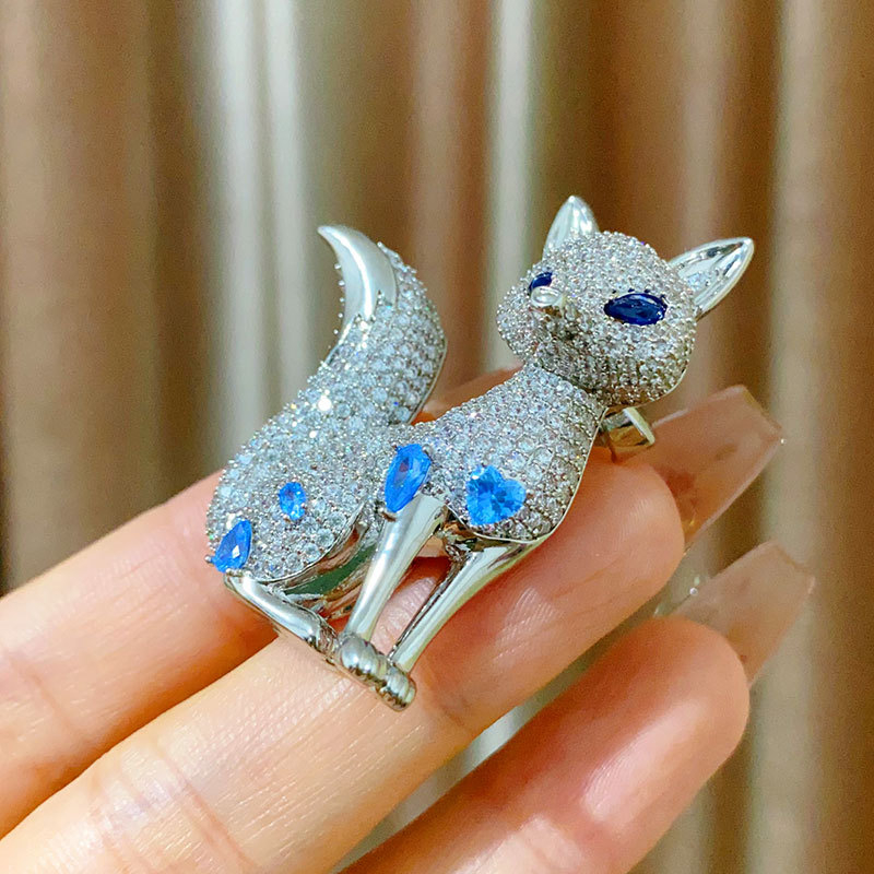 Broșă vulpe în stil palat, cupru, motiv animal, electroplacare