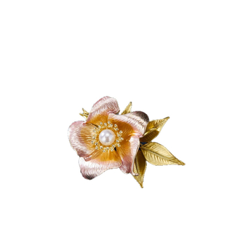 Broșă – floare de camelia, aliaj de zinc, placare electrogalvanică, formă de floare, accesoriu unisex