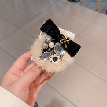 Segė su kaspinu dizainu, perlo įdėtas ametisto kristalas, lydinys, korėjietiško stiliaus moterims