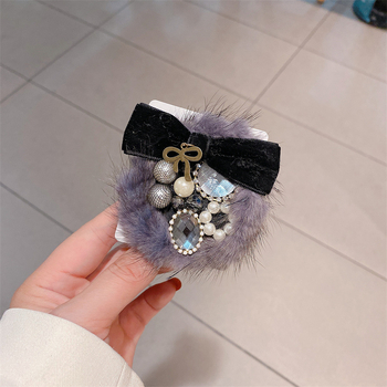 Segė su kaspinu dizainu, perlo įdėtas ametisto kristalas, lydinys, korėjietiško stiliaus moterims