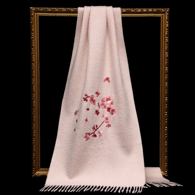 Кашмирен шал/пелерина, 100% кашмир, ръчно бродирано, зимна употреба