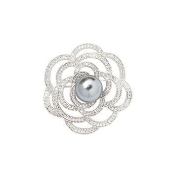 Broșă floare din alamă placată cu aur, zirconii micro-incrustați, placare electrolitică, pentru femei, accesoriu de modă, cadou, fixare, Lansare iarna 2025