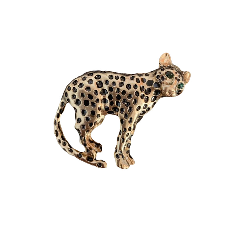 Brosa cu design leopard în ulei, material aliaj, placare cu aur, stil retro, unisex – accesoriu decorativ