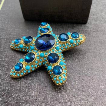 Broșă în formă de stea de mare, în stil antic, cu montură din diamant; Material: aliaj; Model: 3283093; Broșă decorativă