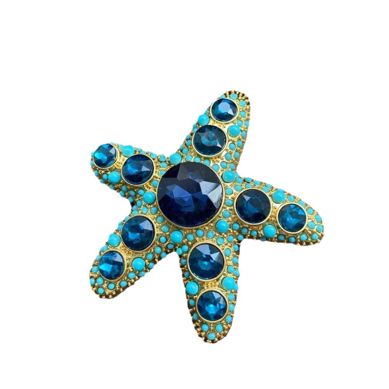 Broșă în formă de stea de mare, în stil antic, cu montură din diamant; Material: aliaj; Model: 3283093; Broșă decorativă
