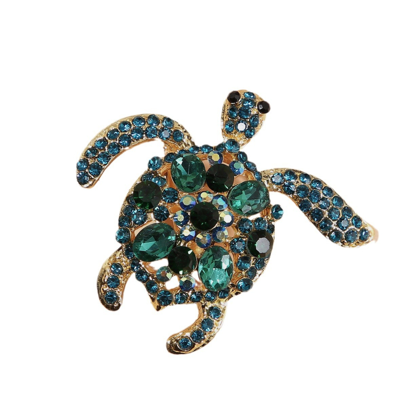 Broșă cu design de țestoasă, cristale strass, din aliaj, placare electrolitică, pentru femei