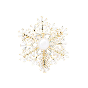 Broșă: bază din cupru placat cu aur, zircon în formă de fulg de zăpadă, formă geometrică, placare electrolitică