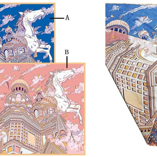 Șal din mătase dublu-față, mătase de dud, țesătură simplă, formă pătrată, primăvară
