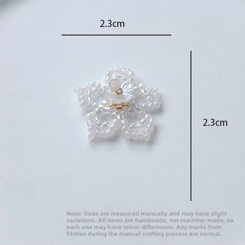 Broșă-clips florală din mărgele de sticlă, design fulg de zăpadă, croșetată manual, personalizabilă, ambalaj individual