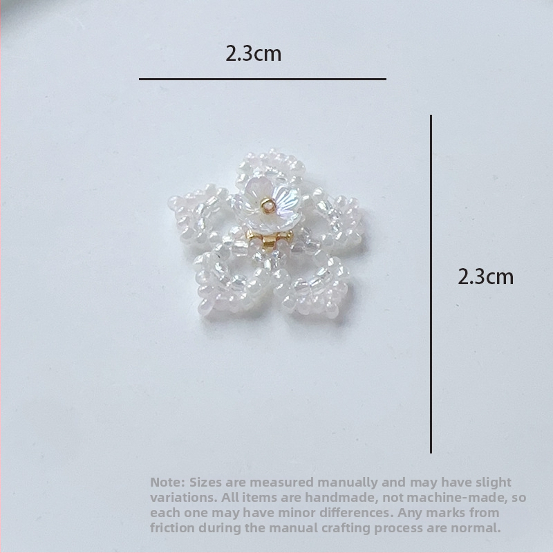 Ziedu brošas klips no stikla pērlēm, sniegpārslas dizains, rokām adīts, pielāgojams, atsevišķi iepakots