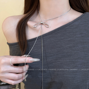 Κολιέ με φιόγκο σε κορεατικό στυλ, κράμα, φινίρισμα Seiko, κανονική αλυσίδα, 30 g