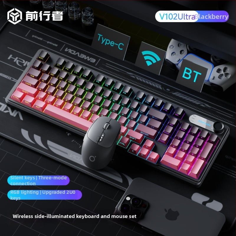 Ασύρματο σετ πληκτρολογίου և ποντικιού Bluetooth — μηχανική αίσθηση πλήκτρων, αθόρυνη λειτουργία, tablet-τύπου πληκτρολόγιο, χωρίς φωτισμό, σύνδεση με μία συσκευή