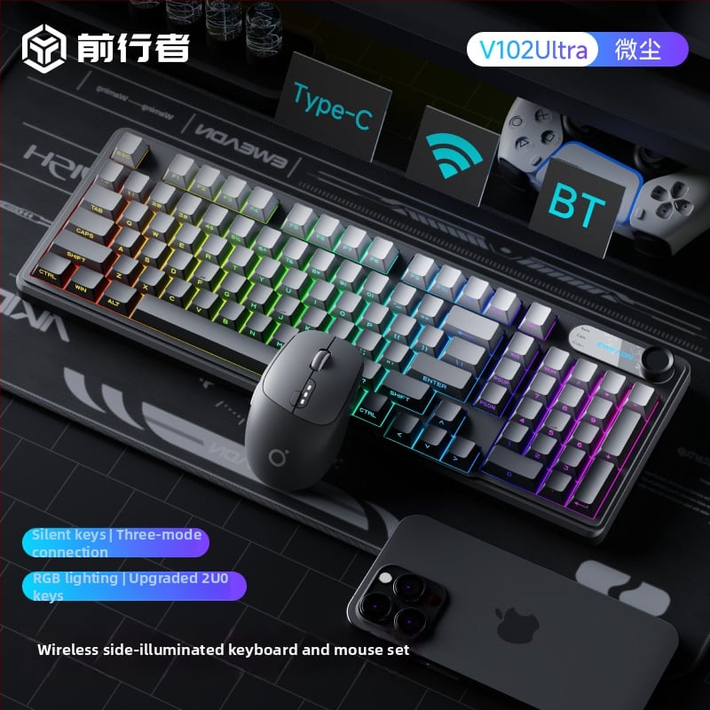 Ασύρματο σετ πληκτρολογίου և ποντικιού Bluetooth — μηχανική αίσθηση πλήκτρων, αθόρυνη λειτουργία, tablet-τύπου πληκτρολόγιο, χωρίς φωτισμό, σύνδεση με μία συσκευή