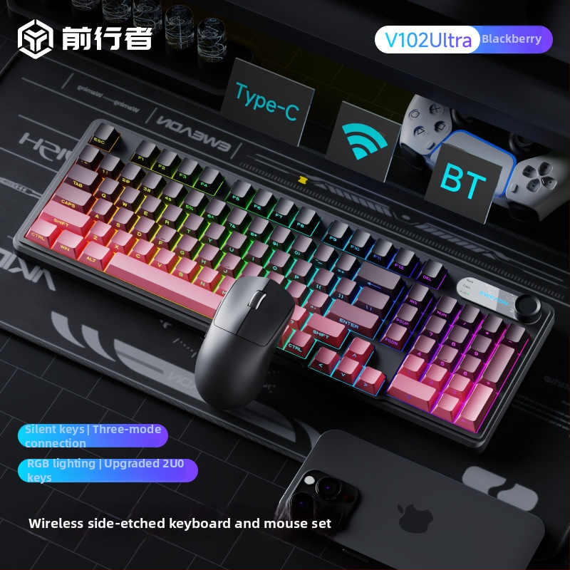 Ασύρματο σετ πληκτρολογίου և ποντικιού Bluetooth — μηχανική αίσθηση πλήκτρων, αθόρυνη λειτουργία, tablet-τύπου πληκτρολόγιο, χωρίς φωτισμό, σύνδεση με μία συσκευή