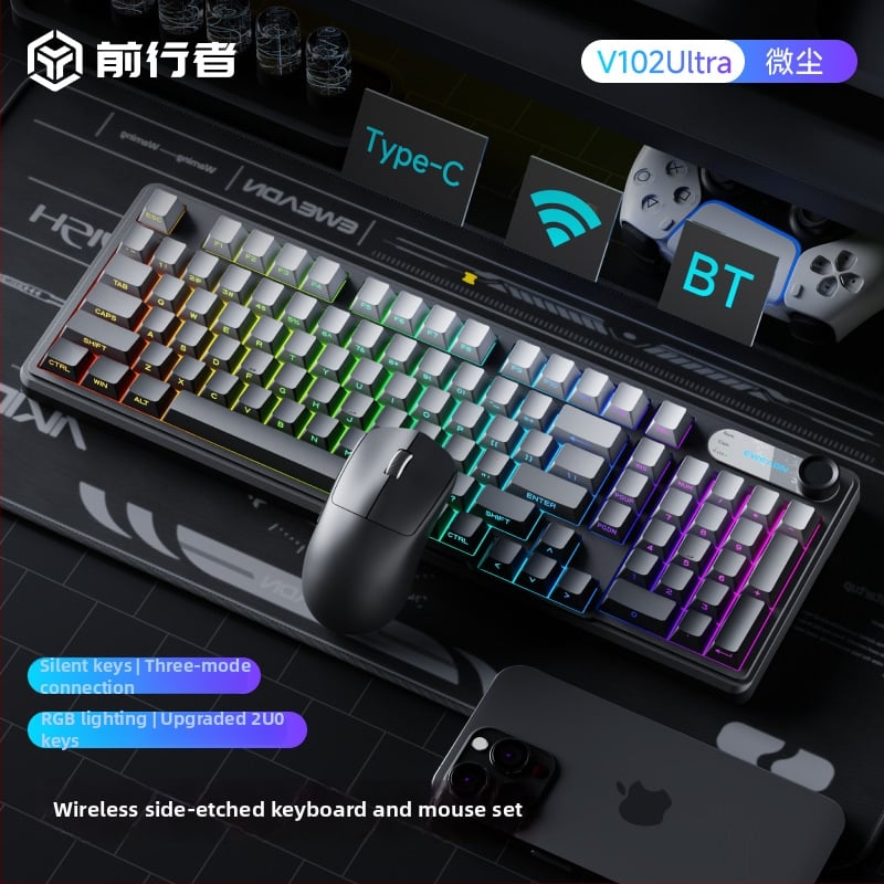 Ασύρματο σετ πληκτρολογίου և ποντικιού Bluetooth — μηχανική αίσθηση πλήκτρων, αθόρυνη λειτουργία, tablet-τύπου πληκτρολόγιο, χωρίς φωτισμό, σύνδεση με μία συσκευή