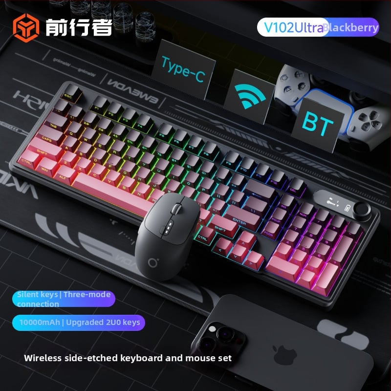 Ασύρματο σετ πληκτρολογίου և ποντικιού Bluetooth — μηχανική αίσθηση πλήκτρων, αθόρυνη λειτουργία, tablet-τύπου πληκτρολόγιο, χωρίς φωτισμό, σύνδεση με μία συσκευή