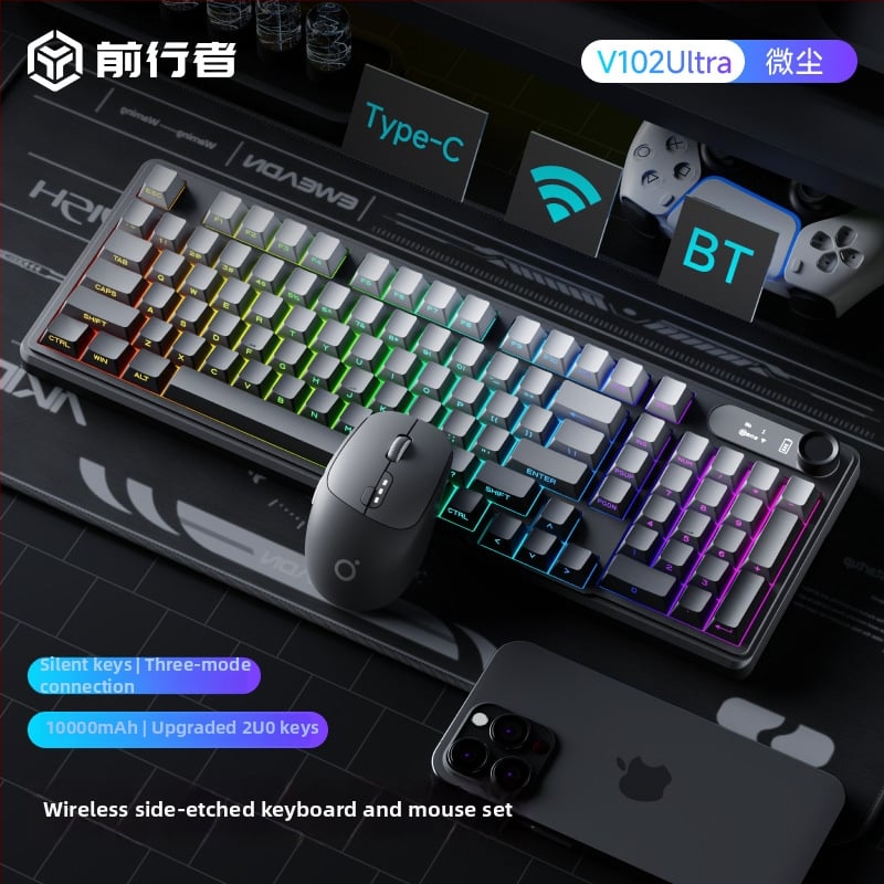 Ασύρματο σετ πληκτρολογίου և ποντικιού Bluetooth — μηχανική αίσθηση πλήκτρων, αθόρυνη λειτουργία, tablet-τύπου πληκτρολόγιο, χωρίς φωτισμό, σύνδεση με μία συσκευή