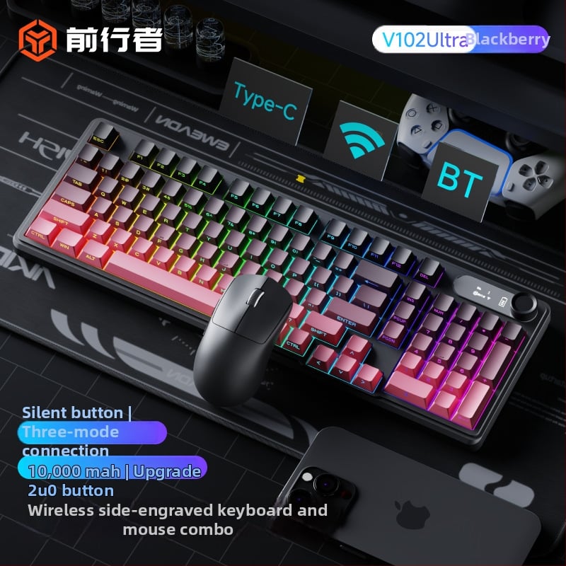 Ασύρματο σετ πληκτρολογίου և ποντικιού Bluetooth — μηχανική αίσθηση πλήκτρων, αθόρυνη λειτουργία, tablet-τύπου πληκτρολόγιο, χωρίς φωτισμό, σύνδεση με μία συσκευή