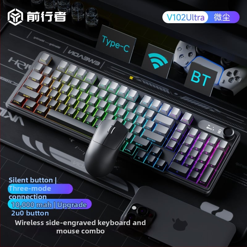 Ασύρματο σετ πληκτρολογίου և ποντικιού Bluetooth — μηχανική αίσθηση πλήκτρων, αθόρυνη λειτουργία, tablet-τύπου πληκτρολόγιο, χωρίς φωτισμό, σύνδεση με μία συσκευή