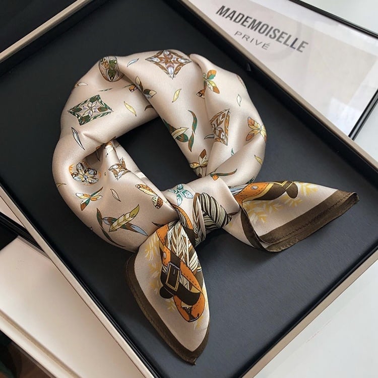 Mulberry svileni saten mali kvadratni šal – Xian Mu, proljeće moda, elegantan uredski dodatak