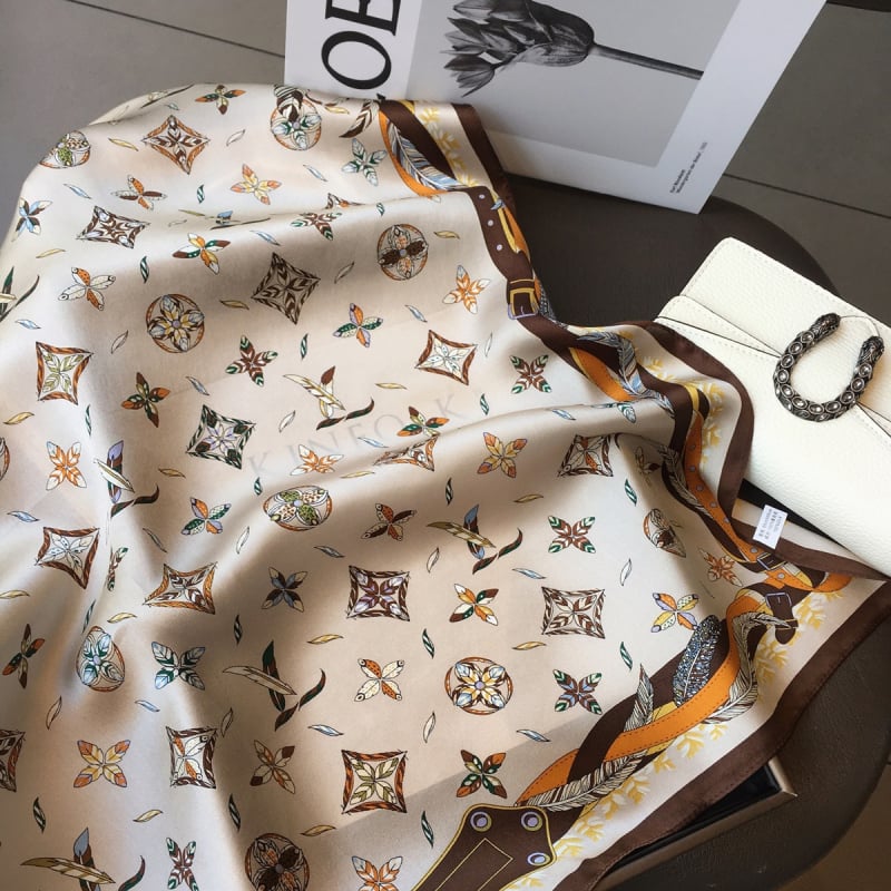 Mulberry svileni saten mali kvadratni šal – Xian Mu, proljeće moda, elegantan uredski dodatak