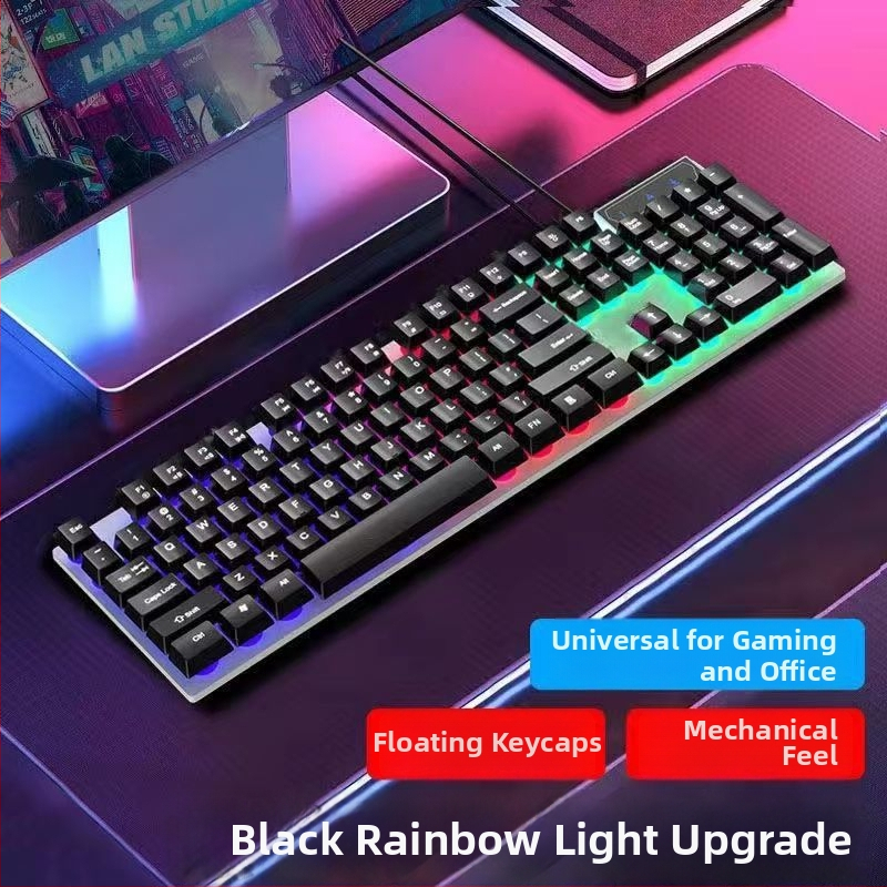 Σετ μηχανικού πληκτρολογίου και ποντικιού, ενσύρματο, με ανάπαυση καρπού, χωρίς φωτισμό