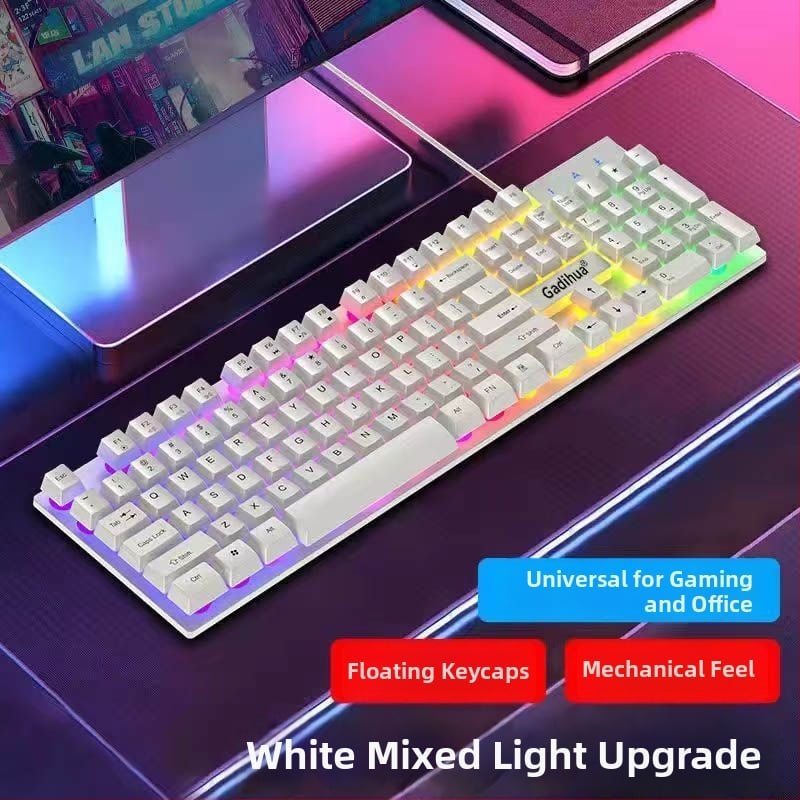 Σετ μηχανικού πληκτρολογίου και ποντικιού, ενσύρματο, με ανάπαυση καρπού, χωρίς φωτισμό