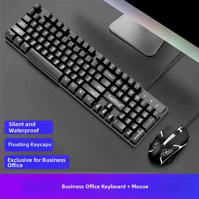 Σετ μηχανικού πληκτρολογίου και ποντικιού, ενσύρματο, με ανάπαυση καρπού, χωρίς φωτισμό