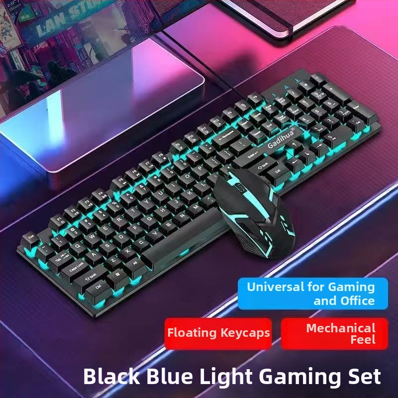 Σετ μηχανικού πληκτρολογίου και ποντικιού, ενσύρματο, με ανάπαυση καρπού, χωρίς φωτισμό