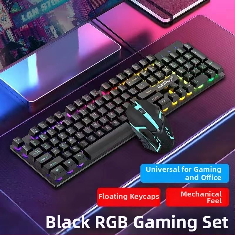 Σετ μηχανικού πληκτρολογίου και ποντικιού, ενσύρματο, με ανάπαυση καρπού, χωρίς φωτισμό