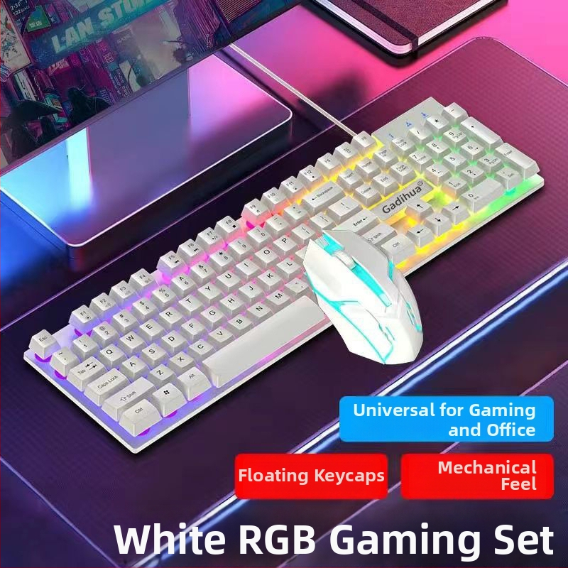 Σετ μηχανικού πληκτρολογίου και ποντικιού, ενσύρματο, με ανάπαυση καρπού, χωρίς φωτισμό