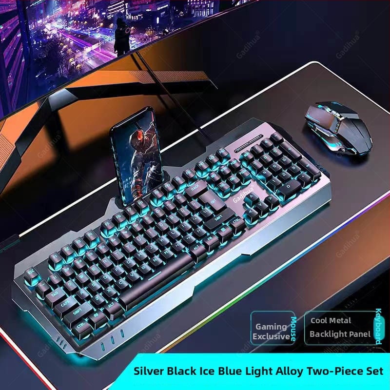 Σετ μηχανικού πληκτρολογίου και ποντικιού, ενσύρματο, με ανάπαυση καρπού, χωρίς φωτισμό