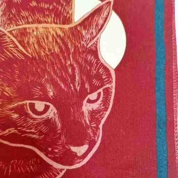 Medvilninė kvadratinė skara su katės atspaudu, dekoratyvinis aksesuaras, paprastas audimas (plain weave), tinkama visoms sezonoms