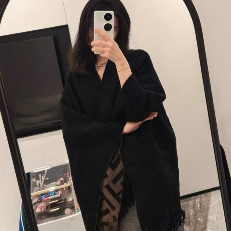 Kétoldalas gyapjú-kasmír köpeny nőknek betűkkel, geometriai mintával, meleg