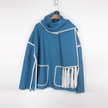 Sál-köpeny sállal — egyszínű minta; poliészter; női; télre, tavaszra, őszre