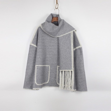 Sál-köpeny sállal — egyszínű minta; poliészter; női; télre, tavaszra, őszre