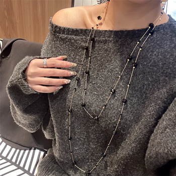 Hosszú többszörös női nyaklánc ötvözetből, elektroplating bevonattal, Japán–Koreai stílus, 2024 nyár
