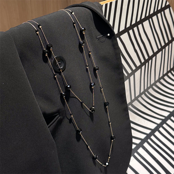 Hosszú többszörös női nyaklánc ötvözetből, elektroplating bevonattal, Japán–Koreai stílus, 2024 nyár