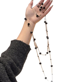 Hosszú többszörös női nyaklánc ötvözetből, elektroplating bevonattal, Japán–Koreai stílus, 2024 nyár