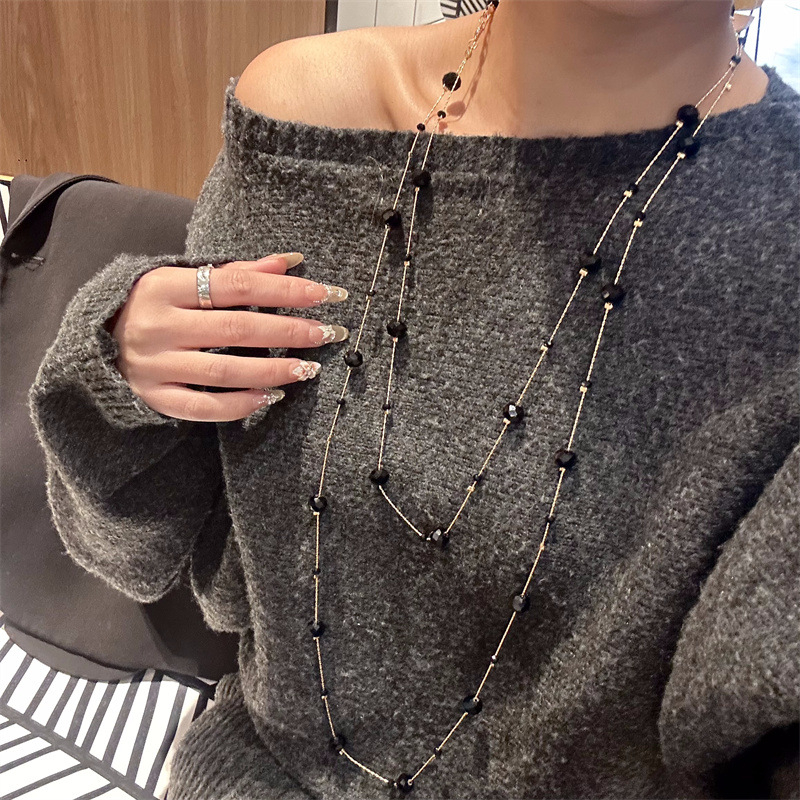 Hosszú többszörös női nyaklánc ötvözetből, elektroplating bevonattal, Japán–Koreai stílus, 2024 nyár