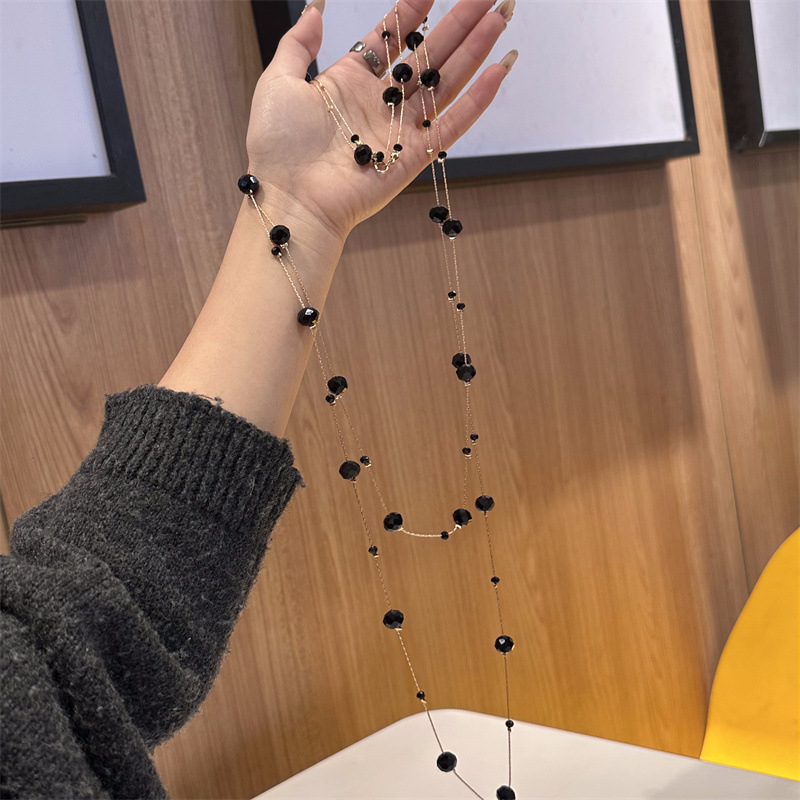 Hosszú többszörös női nyaklánc ötvözetből, elektroplating bevonattal, Japán–Koreai stílus, 2024 nyár