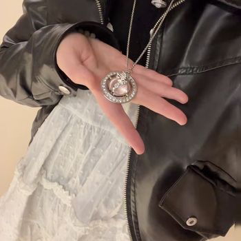 Colier pentru pulover cu lanț în formă de val de apă, pandant din oțel de titan și pietre semi-prețioase placate cu aur