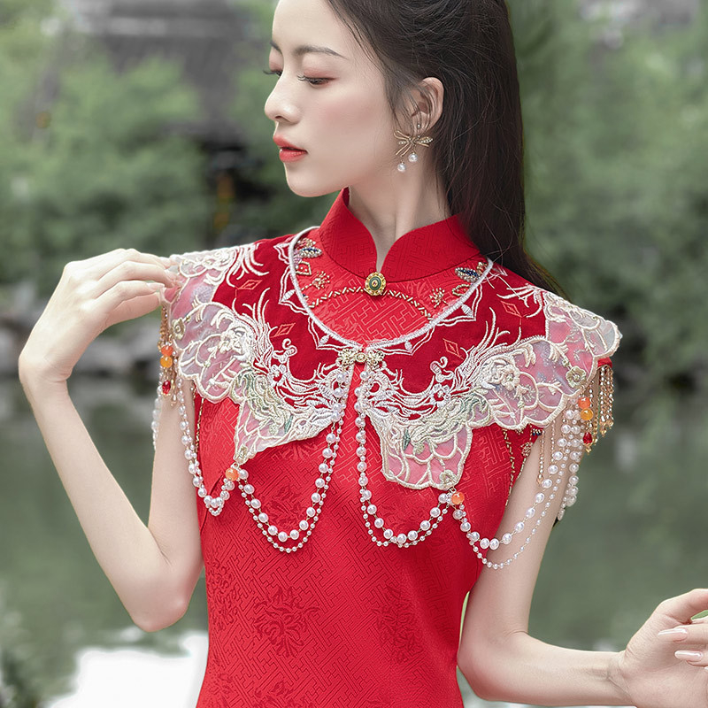 Cheongsam capes s teškom vezom, pleteni šal, kineski stil, proljeće 2025